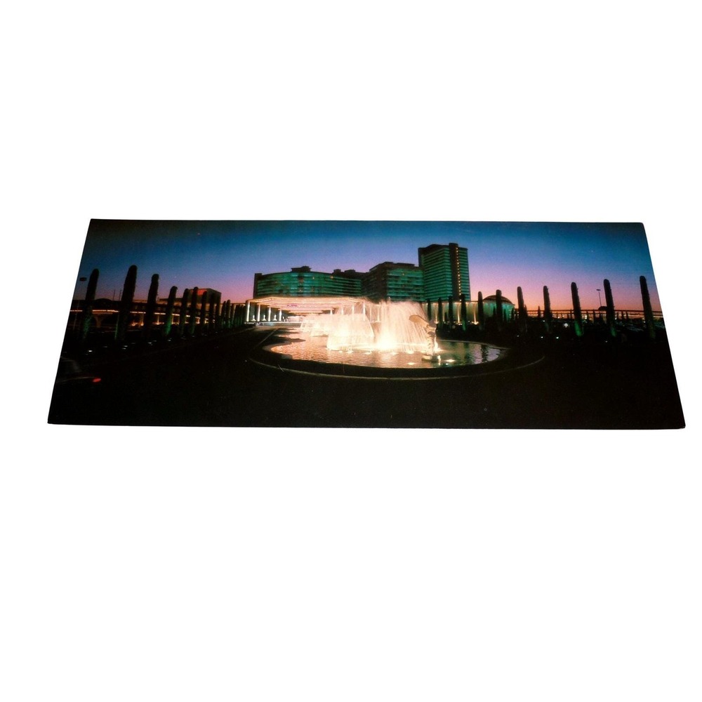 Vintage Caesars Palace Las Vegas Panoramic Postcard Casino Fountain Night View